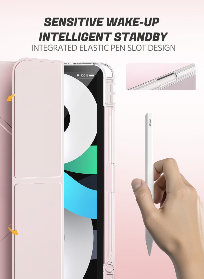 Pink iPad Air 6th Gen 11-inch M2 (2024) iPad Air4/Air5 10.9-inch (2020/2022) Case with Pen Holder, iPad Air 6th Gen Clear Case, iPad Air 6th Gen Acrylic Case, Auto Wake/Sleep - Image 3