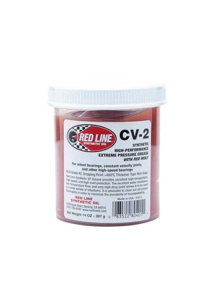 Red Line 80401 High Performance CV2 Synthetic Grease Cartridge with Red Moly  14 Ounce Jar - Image 1