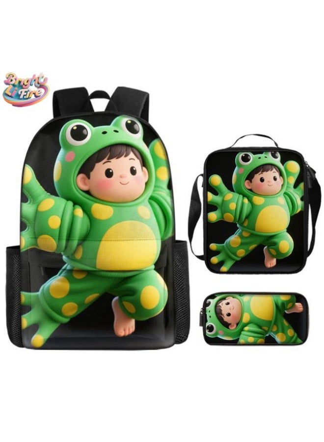 Bright Li Fire Unlock the new fashion of childish fun! Three-piece set of bags, cartoon elements for children and teenagers (students, children, friends' outings, mountain climbing, schooling, etc. can be used) - 81 - Image 1