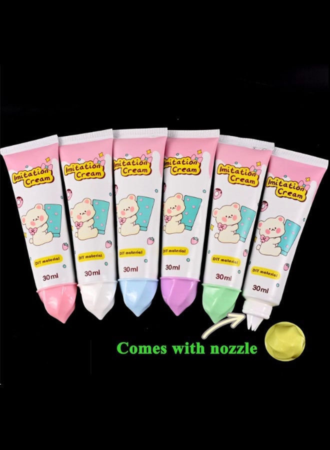غراء كريمة الكيك المخفوقة المزيف للاستخدام في أغطية الهواتف والمرايا وتزيين المجوهرات، يتضمن فوهات (6 قطع، 6 ألوان) - Image 2