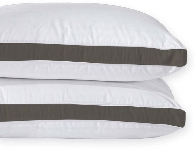 CRAZY WORLD Microfiber Bed Pillow for Sleeping - Down Alternative Ultrasoft Cotton Washable Pillow with Satin Gusset- Pack of 2 (Grey) - Image 3