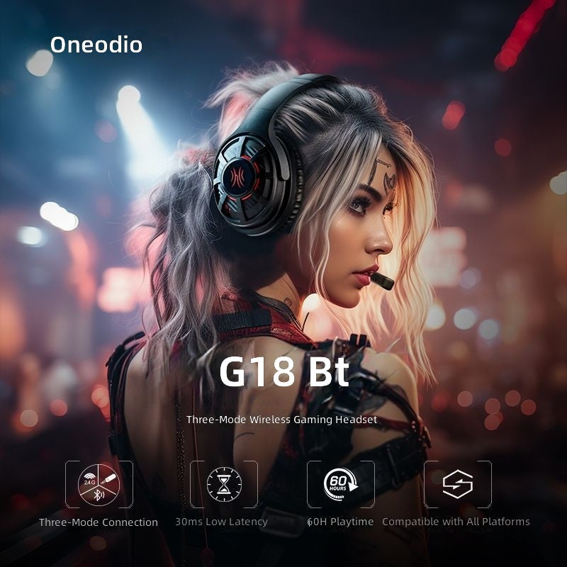 OneOdio G18BT Wireless Gaming Headset - Over-Ear 2.4GHz Triple Mode for PC Gaming - Image 2