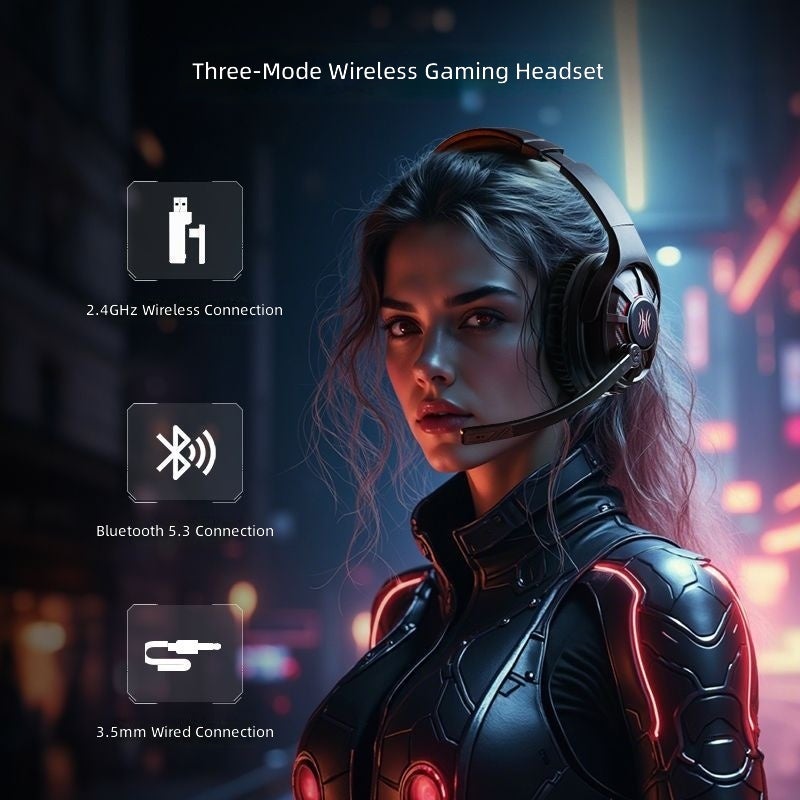 OneOdio G18BT Wireless Gaming Headset - Over-Ear 2.4GHz Triple Mode for PC Gaming - Image 3