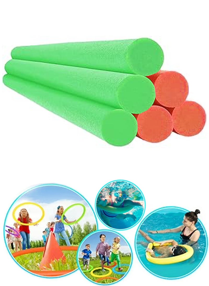 HAIZID Noodles for Swimming, Floating and Craft Projects - Pack of 6 Red and Green Color Noodles - EVA Solid Foam,  Odorless, Non-Toxic and Safe For Skin and Health  - Image 1