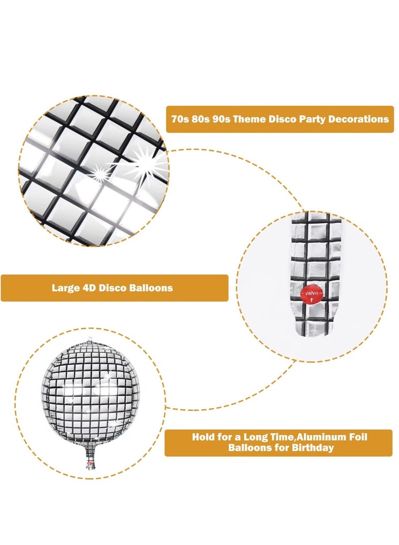 إيليلي 10 قطع من بالونات كرة الديسكو الفضية مقاس 22 بوصة، بالونات كبيرة من رقائق الألومنيوم رباعية الأبعاد مع نجمة معدنية لحفلات أعياد الميلاد والتخرج والعام الجديد - Image 3