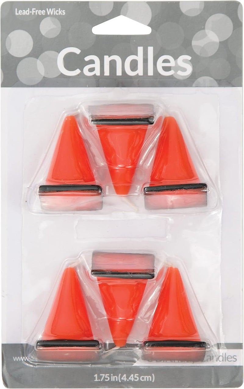 Creative Converting 6-Count Molded Cone-Shaped Candles for Construction Theme Parties - Image 3