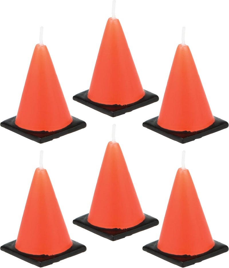 Creative Converting 6-Count Molded Cone-Shaped Candles for Construction Theme Parties - Image 1