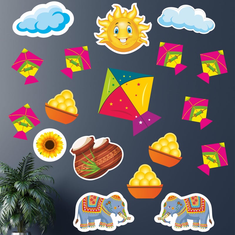 TOYXE Makar Sankranti Sticker Wall Decoration Item Set of 19 Pieces - Image 5