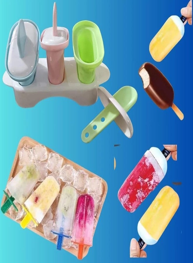 HPK Ice Cream Popsicle-Shaped Ice Cream/Popsicle Mold – 3 Pack, Silicone/Plastic, Kids & Homemade Frozen Treats - Image 3
