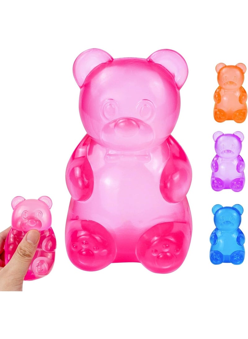 4PCS Gummy Bear Squishy, Stress Bear Taba Squishy for Kids,Squishy Stress Toys, Fidget Toys Stress Balls for Kids & Adults,Big Stretchy Diamond Malt Sugar Ice Cube , Sensory Squeeze Toys for Anxiety Stress Relief - Image 1