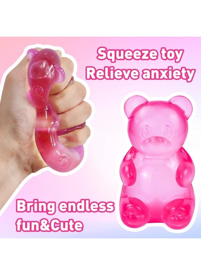 4PCS Gummy Bear Squishy, Stress Bear Taba Squishy for Kids,Squishy Stress Toys, Fidget Toys Stress Balls for Kids & Adults,Big Stretchy Diamond Malt Sugar Ice Cube , Sensory Squeeze Toys for Anxiety Stress Relief - Image 4