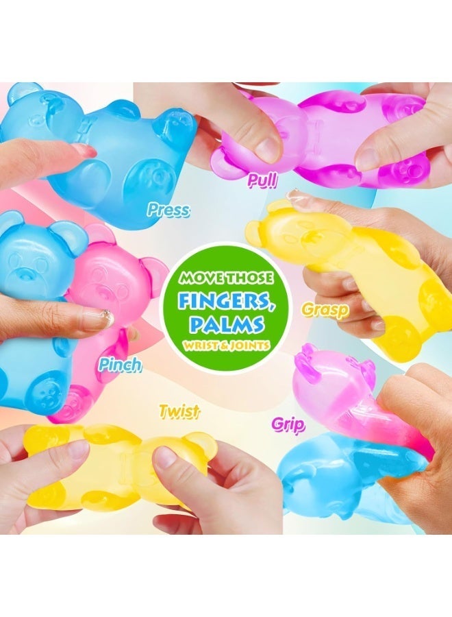 4PCS Gummy Bear Squishy, Stress Bear Taba Squishy for Kids,Squishy Stress Toys, Fidget Toys Stress Balls for Kids & Adults,Big Stretchy Diamond Malt Sugar Ice Cube , Sensory Squeeze Toys for Anxiety Stress Relief - Image 5