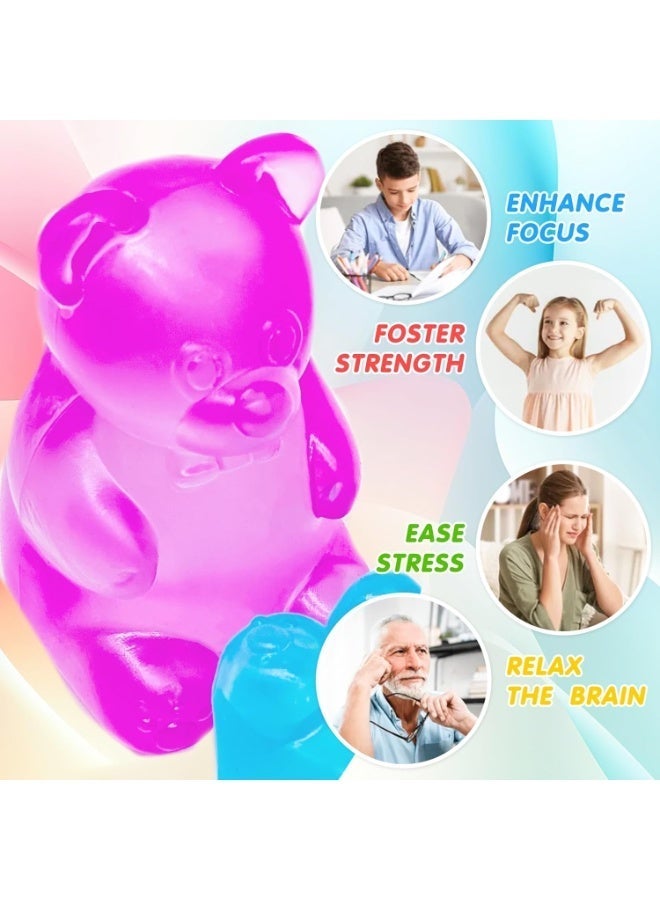 4PCS Gummy Bear Squishy, Stress Bear Taba Squishy for Kids,Squishy Stress Toys, Fidget Toys Stress Balls for Kids & Adults,Big Stretchy Diamond Malt Sugar Ice Cube , Sensory Squeeze Toys for Anxiety Stress Relief - Image 3
