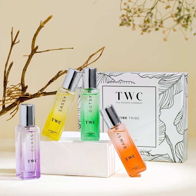 THE WOMAN'S COMPANY The Woman Company Vibe Tribe Perfume Gift Set for Women – 4*20ml | Premium Long-Lasting Fragrance | Specially Curated Perfumes | Bawsy for Office Going | Classy for Date | Gutsy for Outing | Sassy for - Image 3