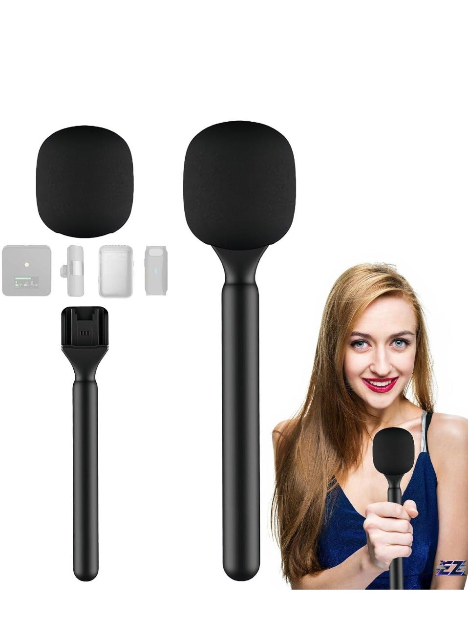 Universal Interview Handheld Adapter Stand Holder Wireless Lavalier Microphone Mount for Wireless GO I/II, Rode Wireless Me/Pro, DJI Mic 1/2, Universal Handheld Mount for Interviews, Podcasts, and Content Creation