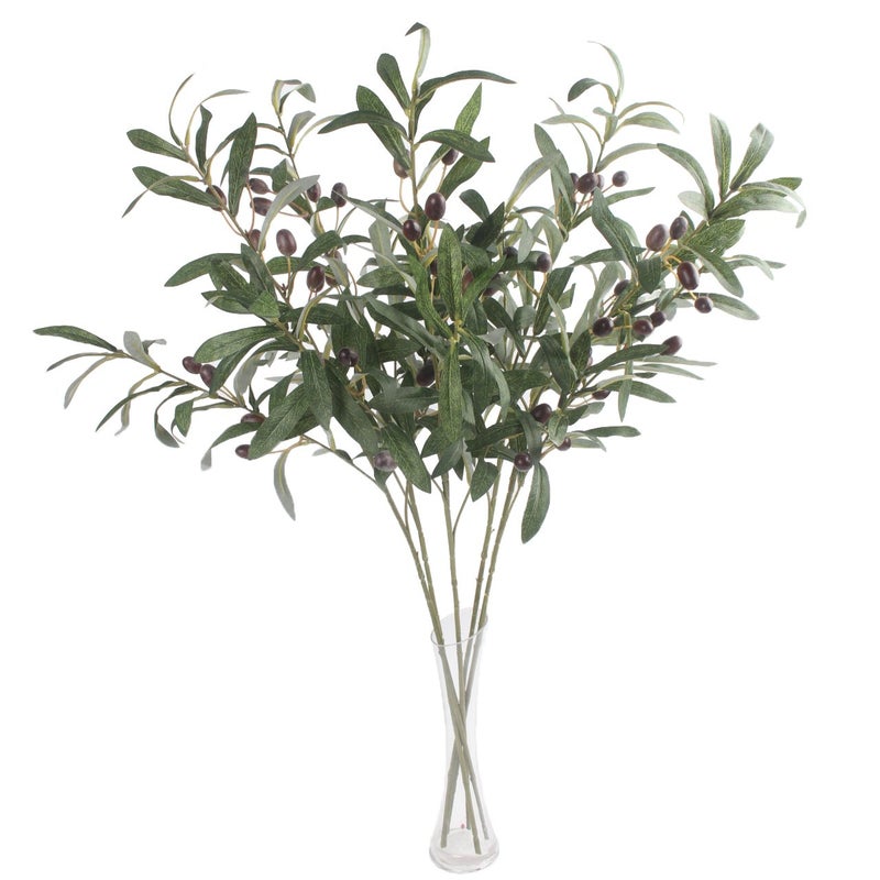 JAROWN Artificial Olive Branch Stems 5pcs 28 Inch