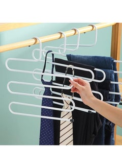 Happy Home Multi-Pants Closet Organizer Stainless Steel S-Shape 5-Tier Clothes Hanger - Non-Slip Clothes Hangers - White  - Image 3