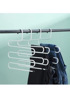 Happy Home Multi-Pants Closet Organizer Stainless Steel S-Shape 5-Tier Clothes Hanger - Non-Slip Clothes Hangers - White  - Image 4