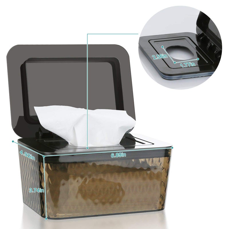Whiidoom Wipes Dispenser, One-Handed Operation Wipe Holder for Baby & Adult, Seal-Designed Wipes Container for Bathroom Keep Diaper Wipes Fresh (Brown) - Image 2