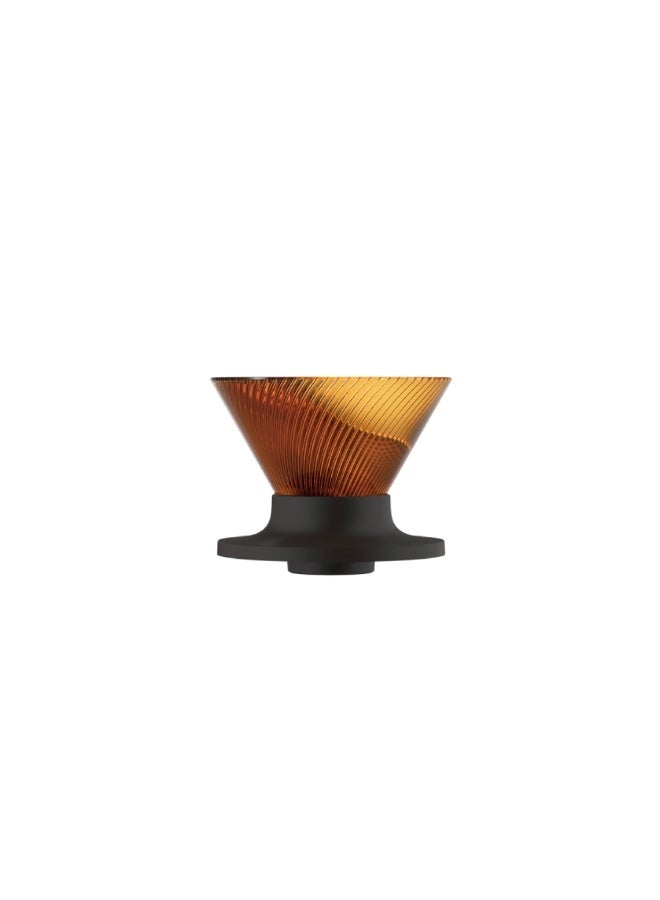 Hario V60 Dripper NEO Amber Size 01, Pour Over Coffee Maker, Tritan Resin & Fast Extraction Rib Design,Silicon Base,1-2 Cups Capacity - Image 1