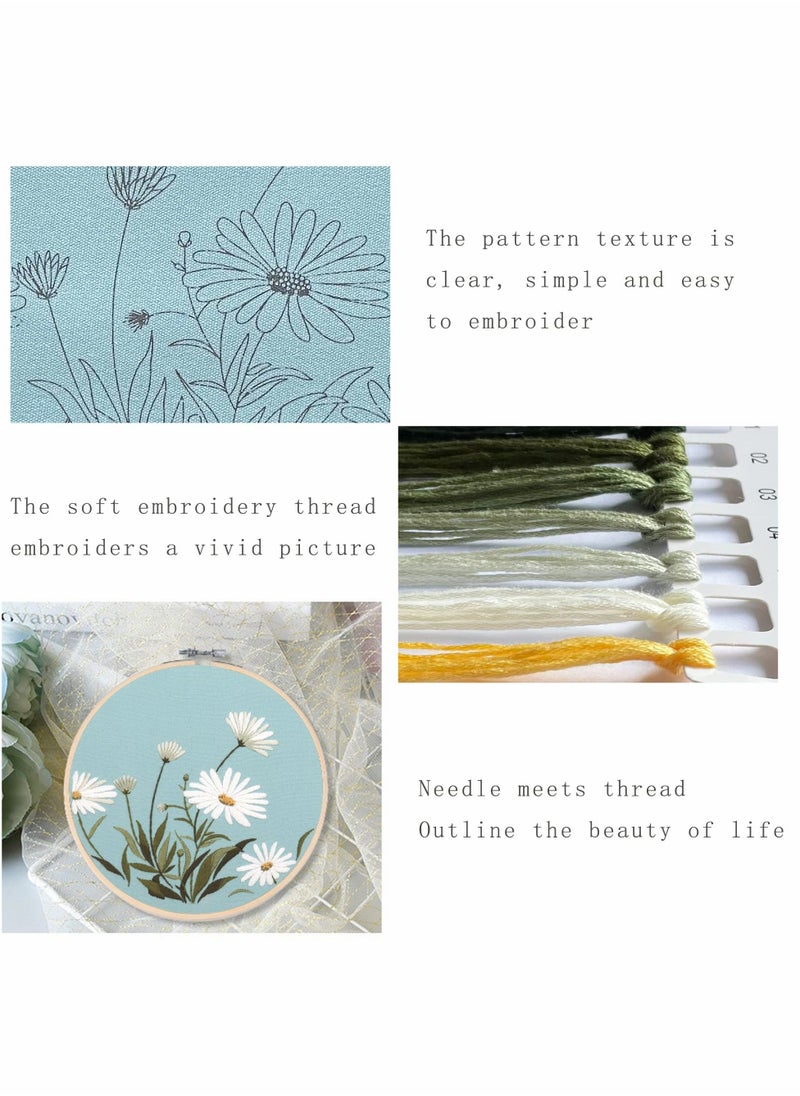 Excefore - Embroidery Kit for Beginners, 3 Sets Beginner Kits Art Craft Handy Sewing Include Clothes with Pattern, Instructions, Color Threads Needle - Image 1