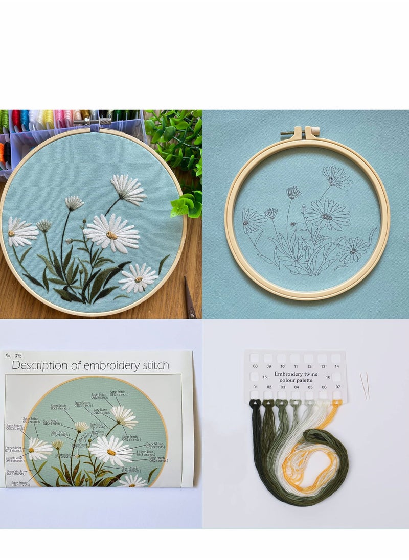 Excefore - Embroidery Kit for Beginners, 3 Sets Beginner Kits Art Craft Handy Sewing Include Clothes with Pattern, Instructions, Color Threads Needle - Image 1