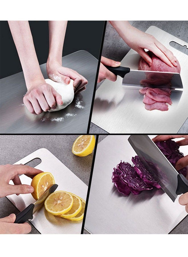 وهاواي HAWAWA Stainless Steel Cutting Board for Kitchen Small Size 29x20cm, Heavy Duty SUS 304 Chopping Board for Meat, Cheese, Fruit, Vegetables, Non Slip, Dishwasher Safe Silver - Image 3