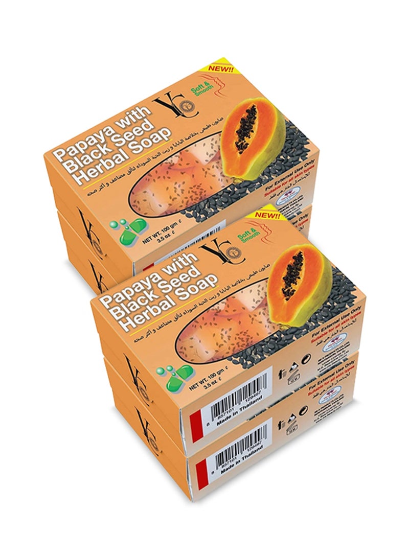 YC Papaya with Black Seed Herbal Soap 100 g - 4 pcs