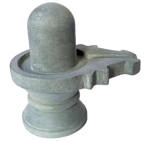 athizay Stone Shivling Statue Made up of Gorara Stone Handcrafted Shiva Lingam Available in Black and Grey in Different Sizes (10.5) - Image 1