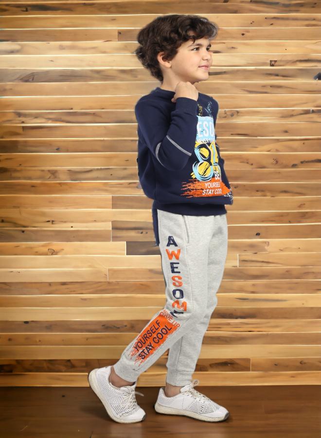 Melton Cotton Waffle-Textured Trousers for Boys (Aged 10) - Winter 2024 Trends, High-Quality Fabric, Ultra-Soft Materials