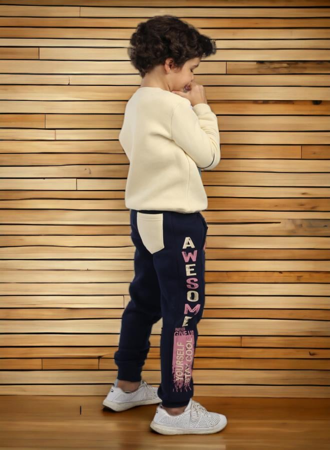 Melton Cotton Waffle-Textured Trousers for Boys (Aged 10) - Winter 2024 Trends, High-Quality Fabric, Ultra-Soft Materials