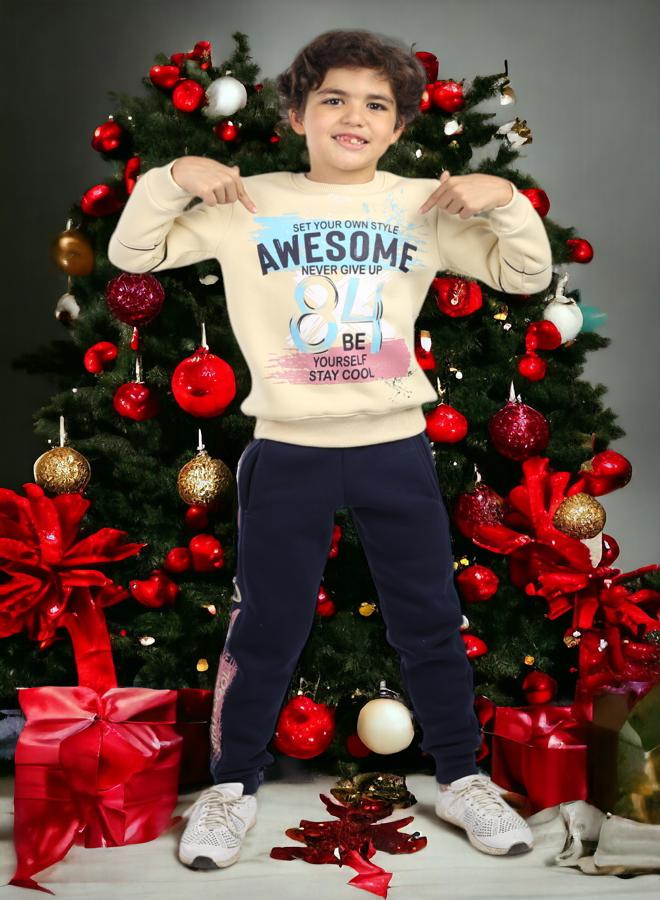 Melton Cotton Waffle-Textured Trousers for Boys (Aged 10) - Winter 2024 Trends, High-Quality Fabric, Ultra-Soft Materials