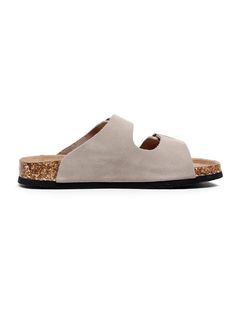 GUOLUOFEI Women Sandals with Adjustable Buckles & Memory Foam, Comfort Cork Footbed Arch Support, Leather Slide Sandals for Women  - Image 3