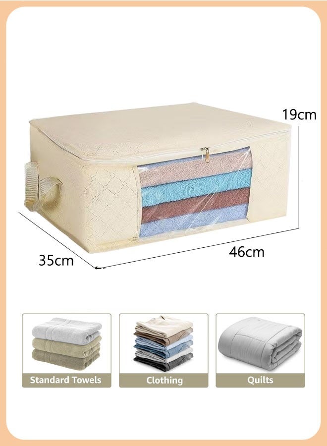 حقيبة تخزين ملابس، قطعة واحدة قابلة للطي، حقيبة تخزين ملابس ذات سعة كبيرة، حقيبة تخزين ألحفة قابلة للطي بنافذة شفافة كبيرة ومقابض حمل معززة، للألحفة والملابس وأغطية الأسرة - Image 2