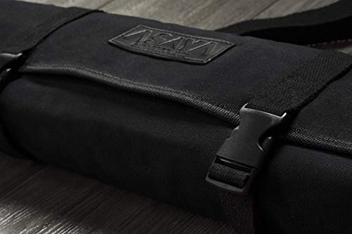 Asaya Canvas Chef Knife Roll Bag - 10 Knife Slots and a Large Zipper Pocket - Durable 10oz Canvas Knife Case with an Adjustable Shoulder Strap - Knives not Included - Image 4