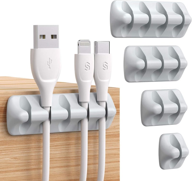 Syncwire Cable Clips, 5 Pack Gray Cord Organizer Cable Management Self Adhesive Cable Holder for Organizing Cable Cords, Ideal for Home, Office, Cubicle, Car, Nightstand, Desk Accessories - Image 1