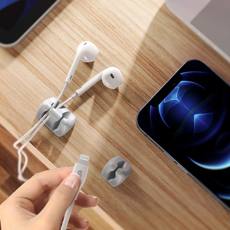 Syncwire Cable Clips, 5 Pack Gray Cord Organizer Cable Management Self Adhesive Cable Holder for Organizing Cable Cords, Ideal for Home, Office, Cubicle, Car, Nightstand, Desk Accessories - Image 4