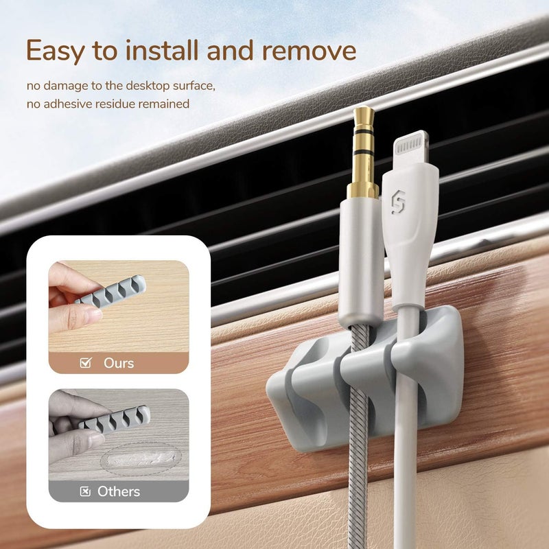 Syncwire Cable Clips, 5 Pack Gray Cord Organizer Cable Management Self Adhesive Cable Holder for Organizing Cable Cords, Ideal for Home, Office, Cubicle, Car, Nightstand, Desk Accessories - Image 5