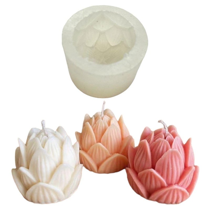 UKIYO INTERNATIONAL UKIYO international® - Silicone Mold Lotus Flower Shape 3D for Candle Making Flower Wax Mould for Resin Art and Craft Chocolate Cake and Soap Making - 1 Cavity  - Image 1