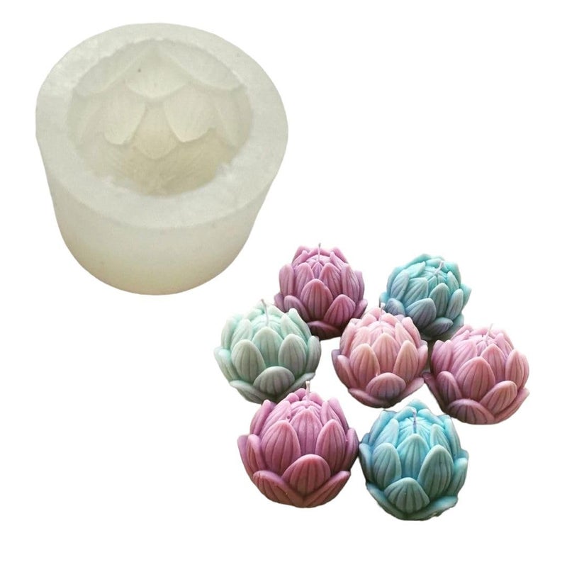 UKIYO INTERNATIONAL UKIYO international® - Silicone Mold Lotus Flower Shape 3D for Candle Making Flower Wax Mould for Resin Art and Craft Chocolate Cake and Soap Making - 1 Cavity  - Image 3
