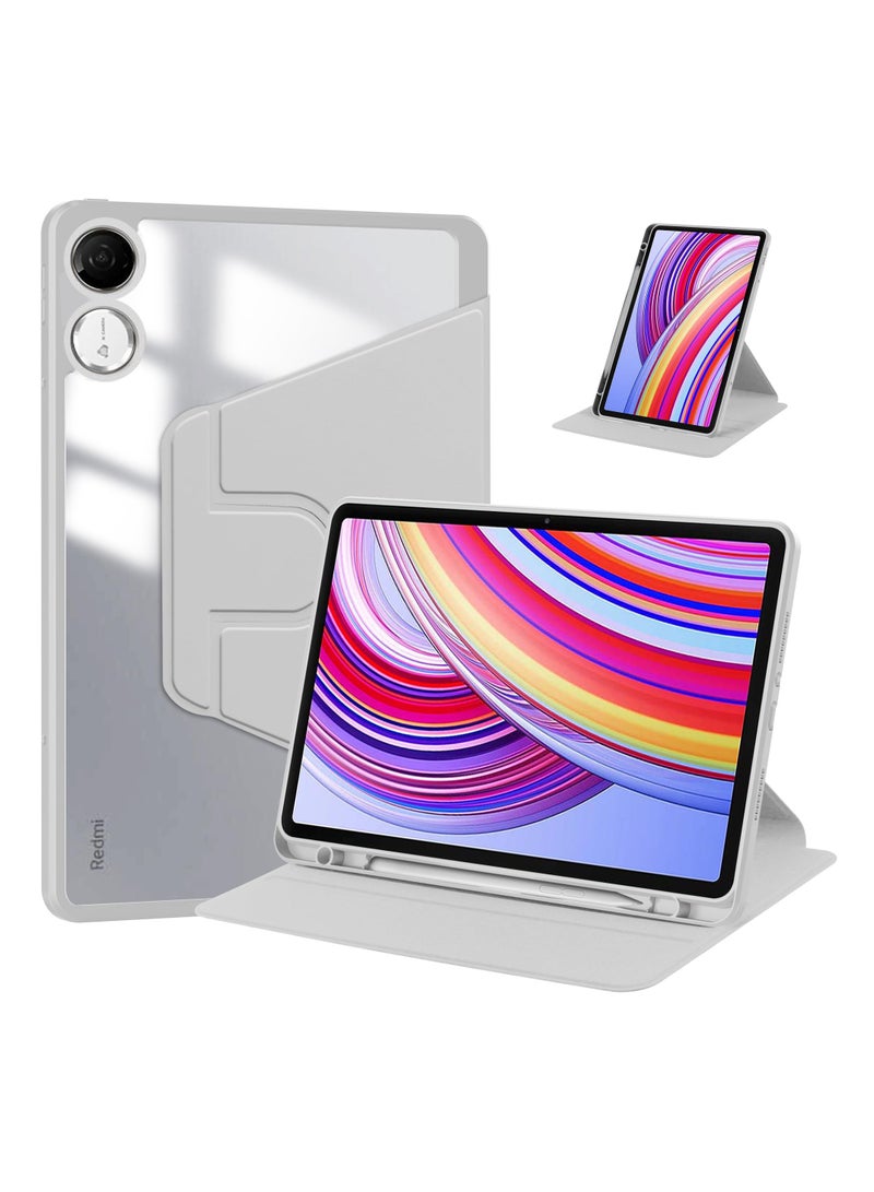 for Honor Pad V9 11.5 Inch Case Cover, Tablet Protective Case With Pen Slot, Acrylic 360 ° Rotating Design, Automatic Wake-up/sleep, Soft Leather,Grey  - Image 1