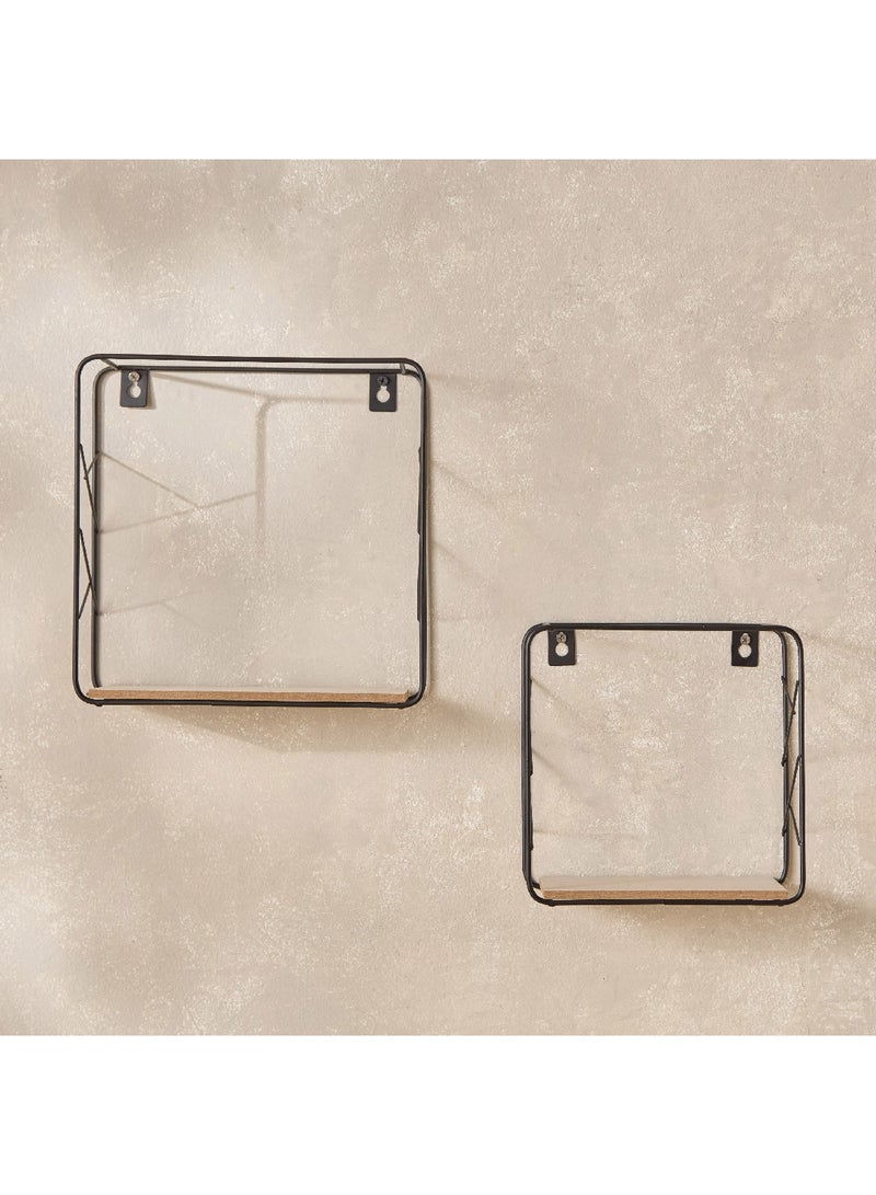 Home Box Sera 2-Piece Metal and MDF Board Wall Shelf Set 25 x 25 x 9.5 cm  - Image 2