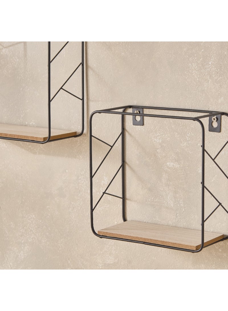 Home Box Sera 2-Piece Metal and MDF Board Wall Shelf Set 25 x 25 x 9.5 cm  - Image 3