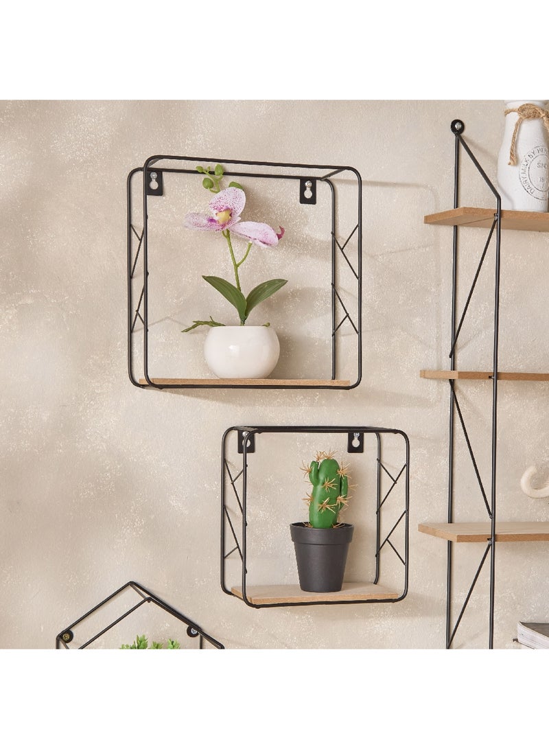 Home Box Sera 2-Piece Metal and MDF Board Wall Shelf Set 25 x 25 x 9.5 cm  - Image 1
