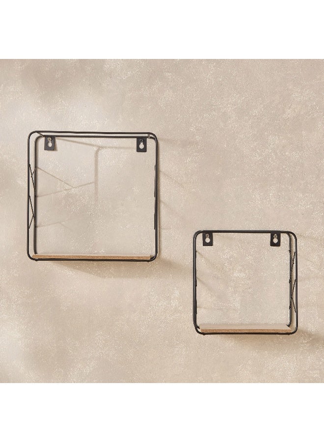 Home Box Sera 2-Piece Metal and MDF Board Wall Shelf Set 25 x 25 x 9.5 cm - Image 2