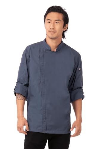 Chef Works Men's Hartford Chef Coat, Blue, Medium - Image 1