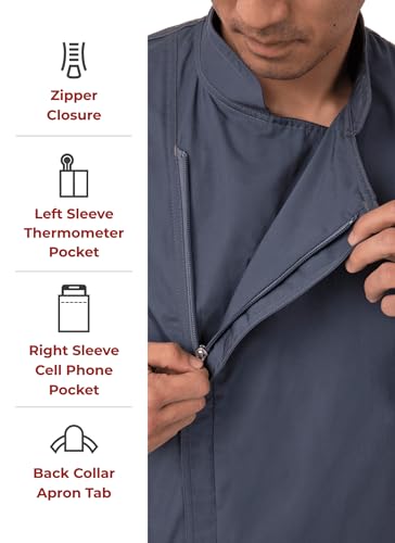 Chef Works Men's Hartford Chef Coat, Blue, Medium - Image 3