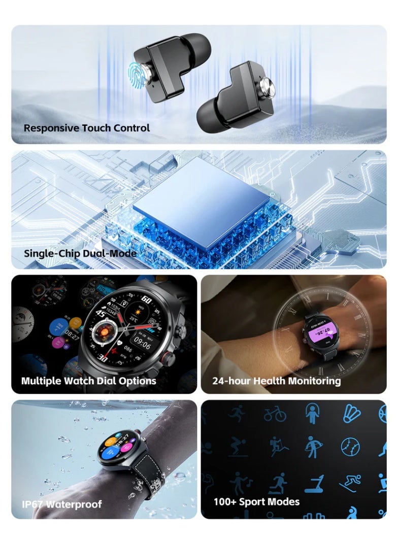 Merlin Actilife Smartwatch with Built-in Bluetooth Earbuds, 2.0” TFT Display, Water Resistant - Image 3