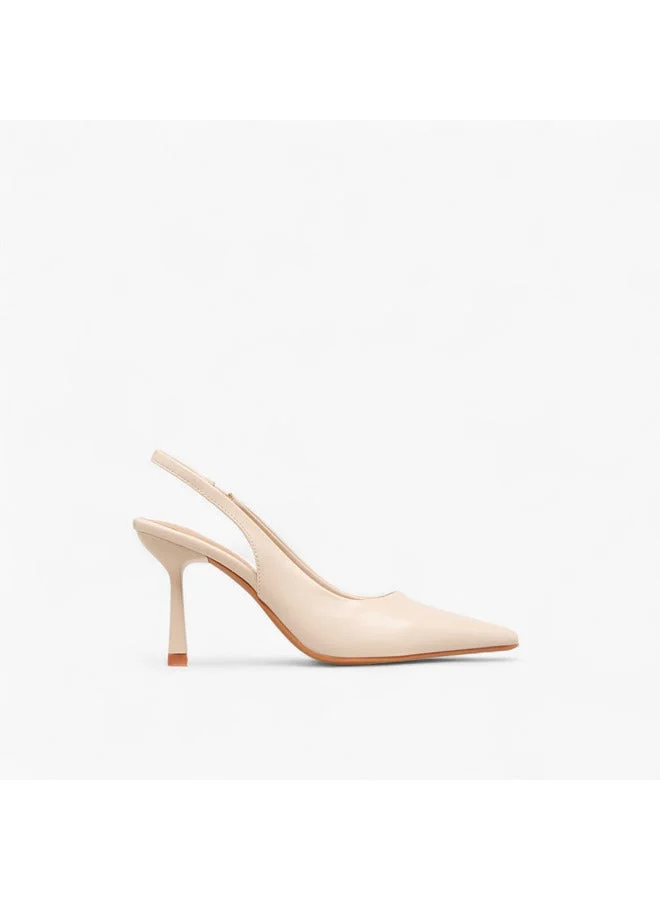 Women Solid Slingback Shoes with Stiletto Heels