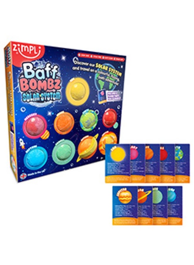 Zimpli Kids BAFF BOMBZ Planet Bath Bomb Set, Solar System Bath Bombs for Kids, Educational Fizzing Bath Time Toy, Skin Safe, Drain Safe, Easy Clean, Stain Free, Biodegradable - Image 1